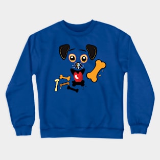 Cute Puppy Face and Dog Bones Crewneck Sweatshirt